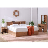 DANUBE | Gamorah New 180x200 King Bed Set+1 Nightstand + Dresser Mirror & Stool Oak | 810100100768