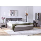 DANUBE | Gamorah 180x200 King Bed Set+1 Nightstand + Dresser Mirror & Stool Warm Grey | 810100100769