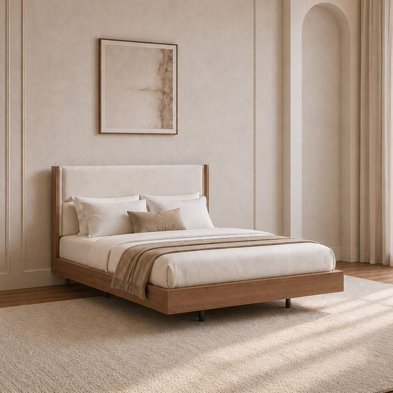 DANUBE | Allison 180x200 Floating King Bed with LED Multicolor Oak | 810100100832