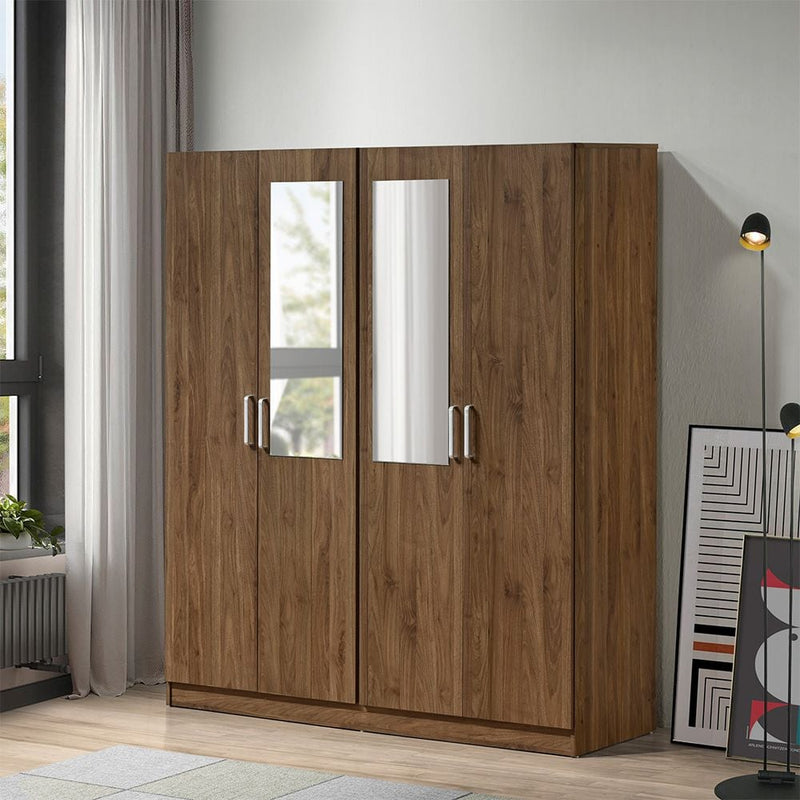 DANUBE | Supreme 4Door Wardrobe With Mirror Brown | 810100700759
