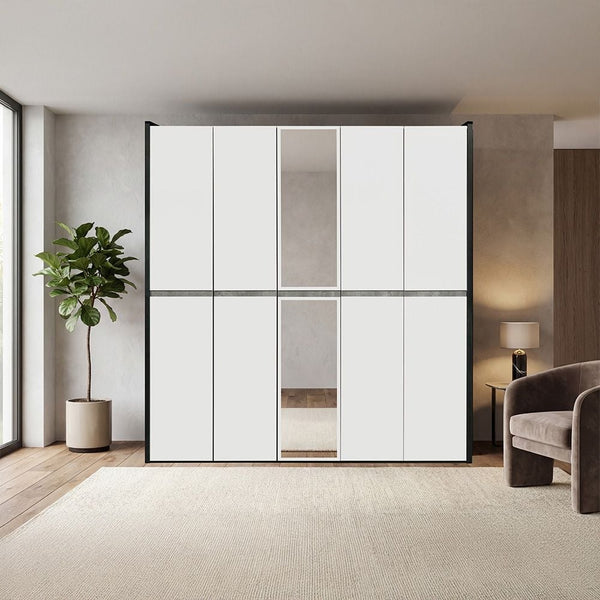 DANUBE | Diamond 5 Doors Wardrobe With Mirror Multi color | 810100700877