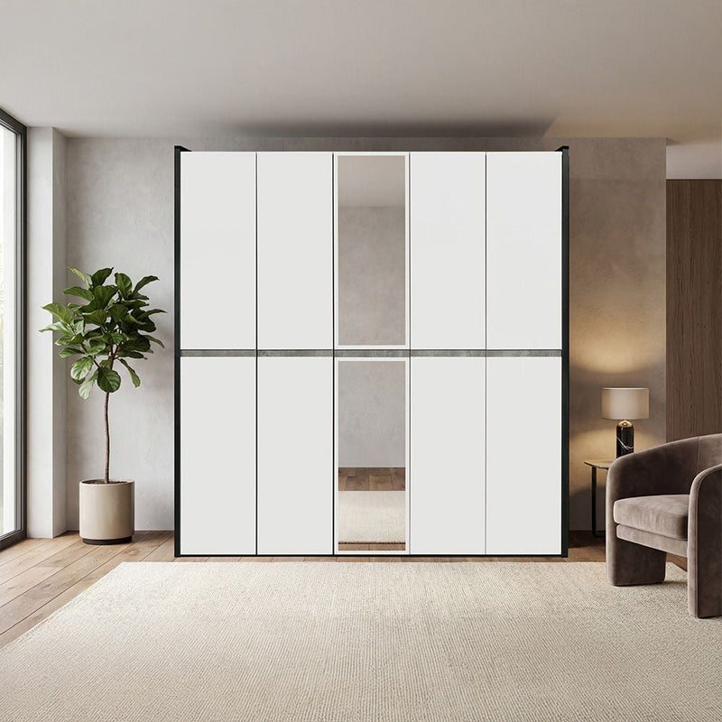 DANUBE | Diamond 5 Doors Wardrobe With Mirror Multi color | 810100700877