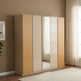 DANUBE | Bellano 5 Door Wardrobe With Mirror Beige | 810100701029