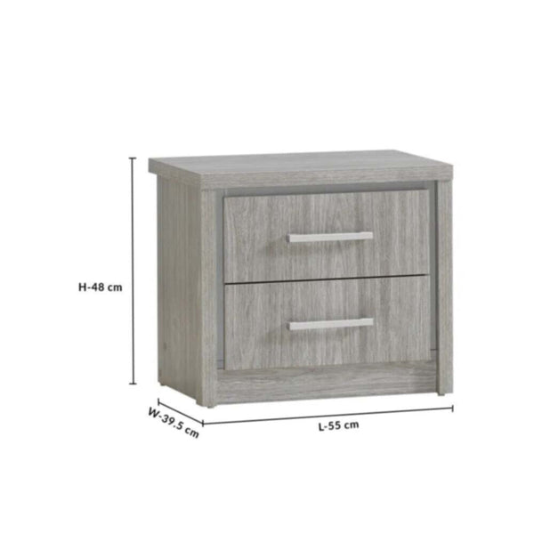 DANUBE | Torino 180x200 King Bed Set + Dresser with Mirror - Grey Oak/Silver Line | 810101700098