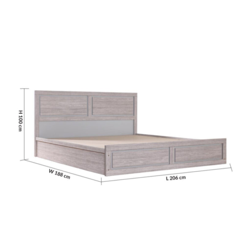 DANUBE | Torino 180x200 King Bed Set + Dresser with Mirror - Grey Oak/Silver Line | 810101700098