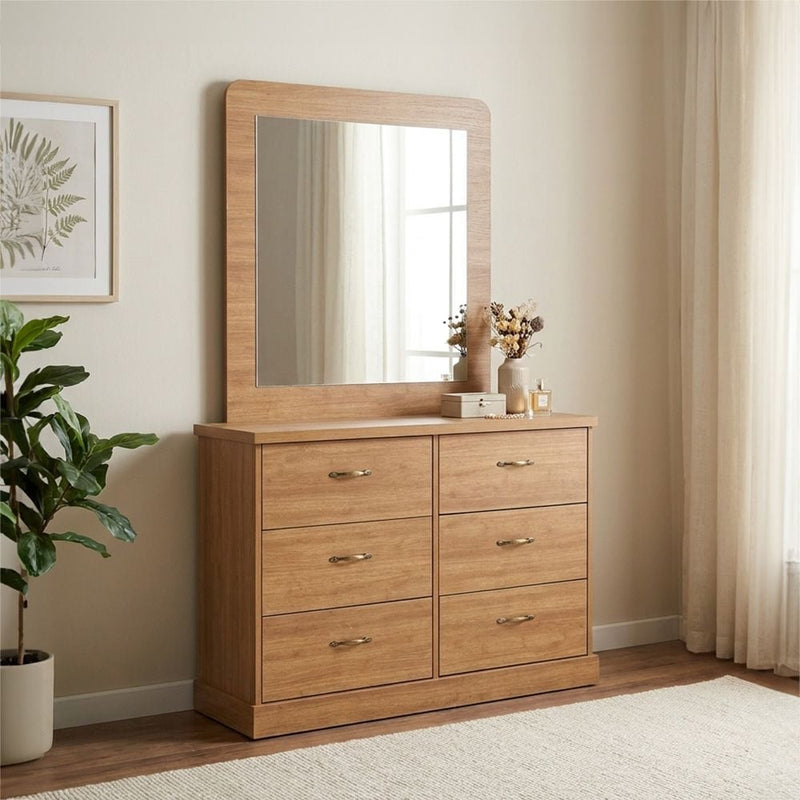 DANUBE | Zirco 6-Drawer Dresser with Mirror-Brown | 810101800159