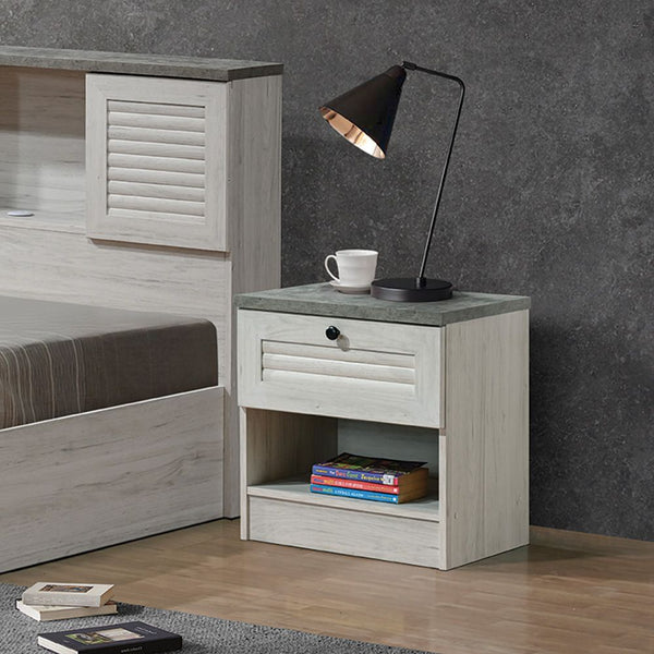 DANUBE | Zenith 1 Drawer Nightstand White Oak Cement | 810101800396