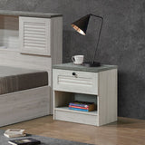 DANUBE | Zenith 1 Drawer Nightstand White Oak Cement | 810101800396