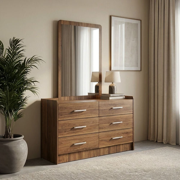 DANUBE | Supreme 6Drawers Master Dresser With Mirror Brown | 810101800456