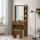 DANUBE | Supreme 1Drawer Tall Dressing Table With Stool-Light Walnut | 810101800457