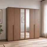 DANUBE | Allison 6-Door Wardrobe with Mirror and Drawers Brown | 810101800479