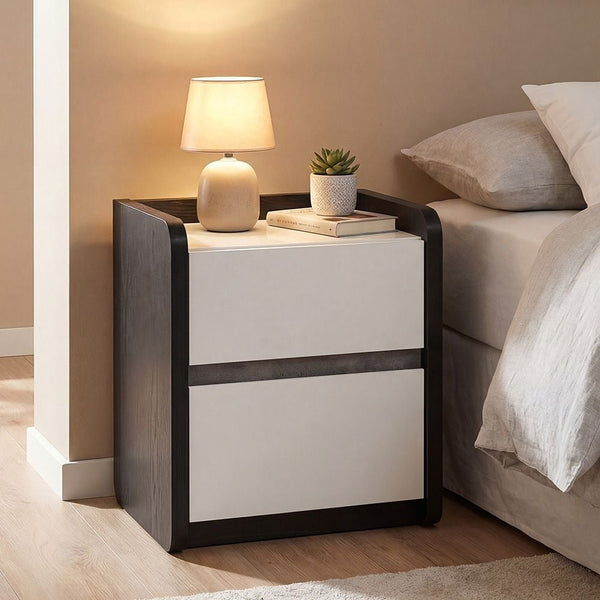 DANUBE | Diamond 2Drawers Nightstand-Black+Gloss White | 810101800538