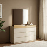 DANUBE | Bellano Dresser With Mirror + Hidden Storage Beige | 810101800554