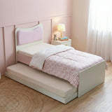 DANUBE | Candy 90x200 Kids Bed With Upholstered Headboard & 90x200 Trundle Bed Blush Pink Cream | 810200700170