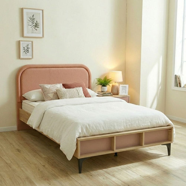 DANUBE | Bella 90X200 Bed W/Upholstered Headboard & Usb Multicolor | 810200700230