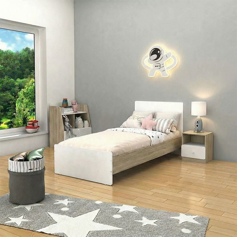DANUBE | Kinder 90x200 Single Bed White and Sonoma Oak | 810201000117