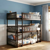 DANUBE | Derby Climber-V2 90x200 Solid Wood Triple Bunk Bed Brown | 810201000138
