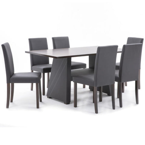 DANUBE | Parson Wooden 1+6 Dining Set Cappuccino | 810300100053