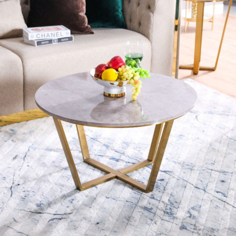 Beaver Coffee Table - Grey Marble / Brushed Gold | 810300100172