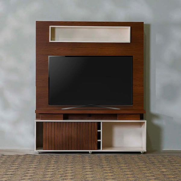 DANUBE | Ontario Wall Unit For Tv  Up To 60" Teak Off White