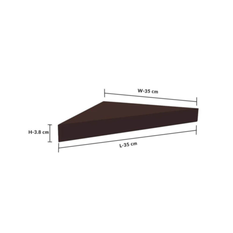 DANUBE | Triangle Corner Wall Shelf - 35x35x3.8 cm - Gloss Walnut | 810300400057