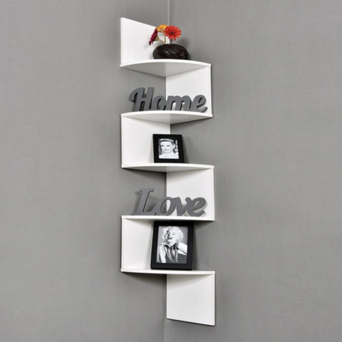 DANUBE | Zigzag 5-Tier Corner Wall Shelf - 123x19x19 cm - White | 810300400080