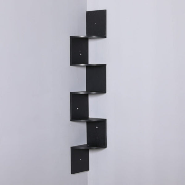 DANUBE | Zigzag 5-Tier Corner Wall Shelf - 123x19x19 cm - Black | 810300400081