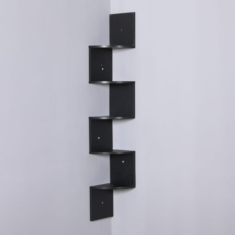 DANUBE | Zigzag 5-Tier Corner Wall Shelf - 123x19x19 cm - Black | 810300400081
