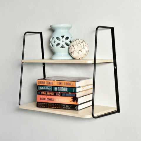 DANUBE | New Ladder 2-Tier Wall Shelf - 52x22x41 cm - Black | 810300400091