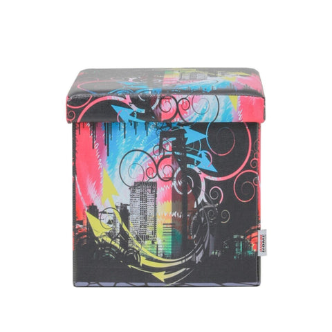 DANUBE | Fantasy 38X38X37.5 Folding Storage Ottoman - Blue / Black | 810301800078