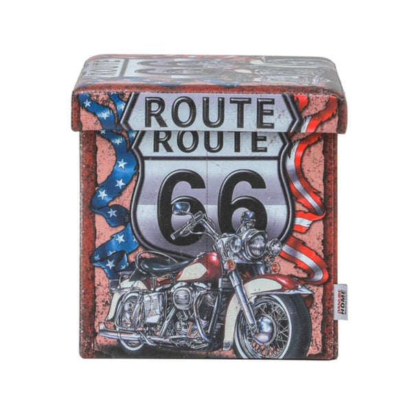 DANUBE | Route 38X38X37.5 Folding Storage Ottoman - Red / White | 810301800079