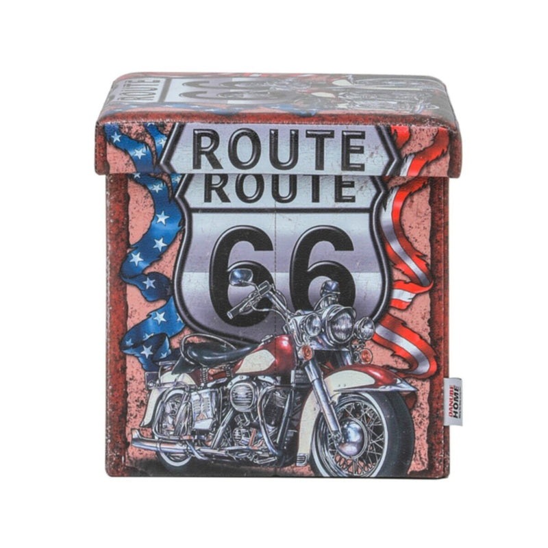 DANUBE | Route 38X38X37.5 Folding Storage Ottoman - Red / White | 810301800079