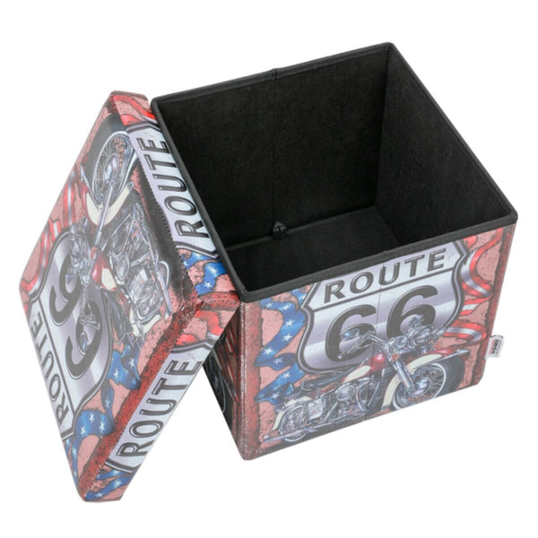 DANUBE | Route 38X38X37.5 Folding Storage Ottoman - Red / White | 810301800079