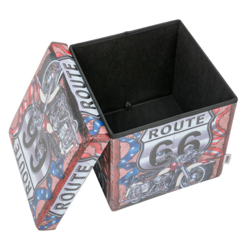 DANUBE | Route 38X38X37.5 Folding Storage Ottoman - Red / White | 810301800079