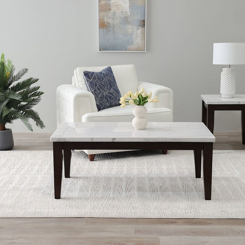 DANUBE | Brody Marble Coffee Table White Dark Walnut | 810302600269