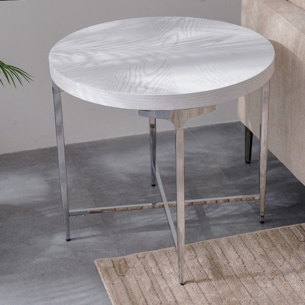 DANUBE | Mello Round End Table Grey Silver | 810302600686