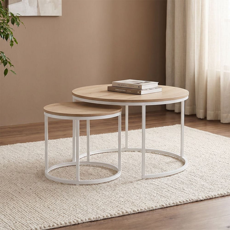 DANUBE | Asgard Set Of 2 Round Coffee Table White | 810302600854