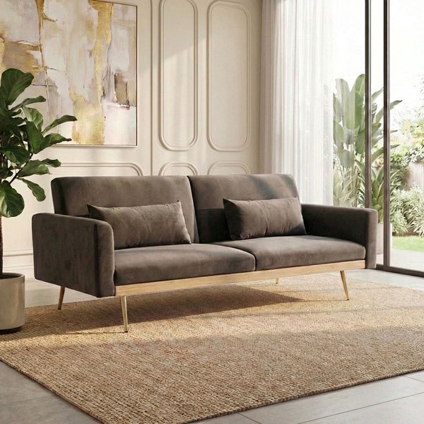 DANUBE | Flare 2 Seater Fabric Sofa Bed Brown | 810302700057