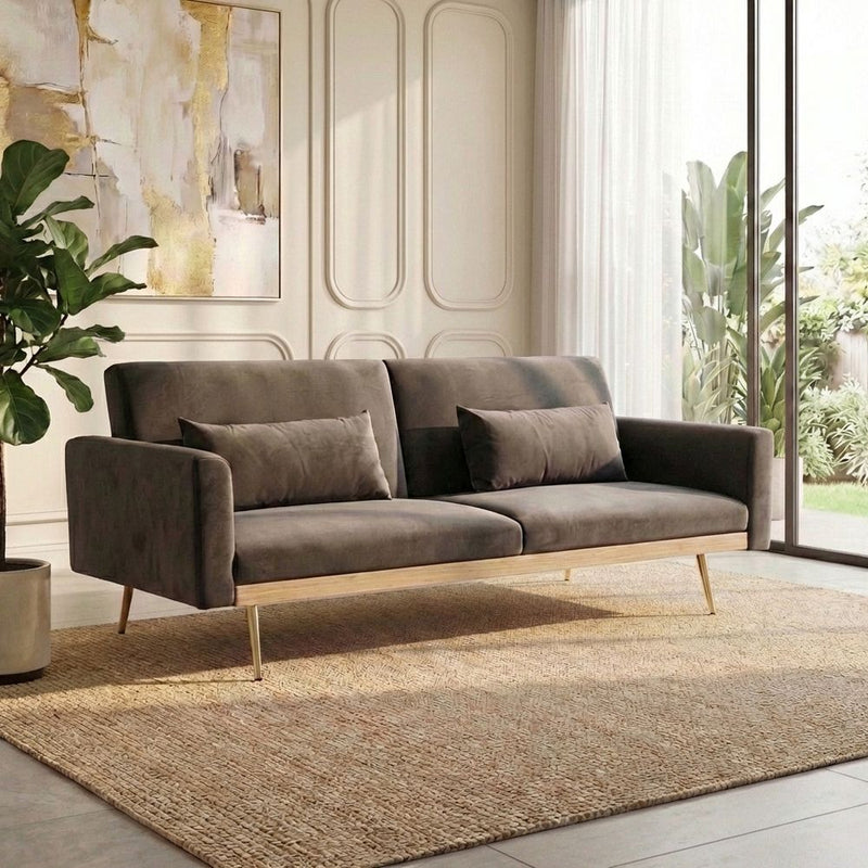 DANUBE | Flare 2 Seater Fabric Sofa Bed Brown | 810302700057