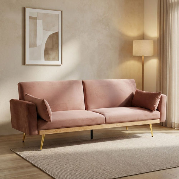 DANUBE | Flare 2 Seater Fabric Sofa Bed Dusty Pink | 810302700058
