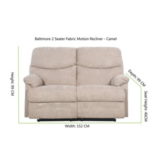 DANUBE | Baltimore 2 Seater Fabric Motion Recliner - Camel | 810302800070