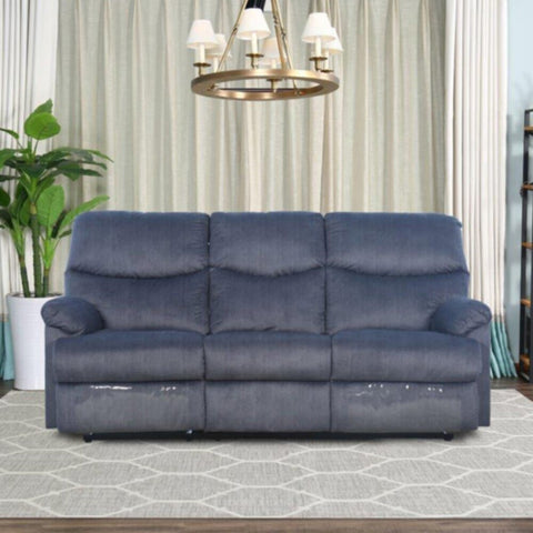 DANUBE | Baltimore 3 Seater Fabric Motion Recliner - Navy | 810302800073