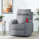 DANUBE | Taylor 1 Seater Fabric Power Recliner with Massage Options & Cup Holder Grey | 810302800516