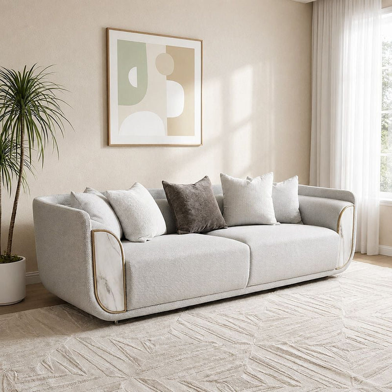 DANUBE | Trident 3-Seater Fabric Sofa-Grey | 810302800660