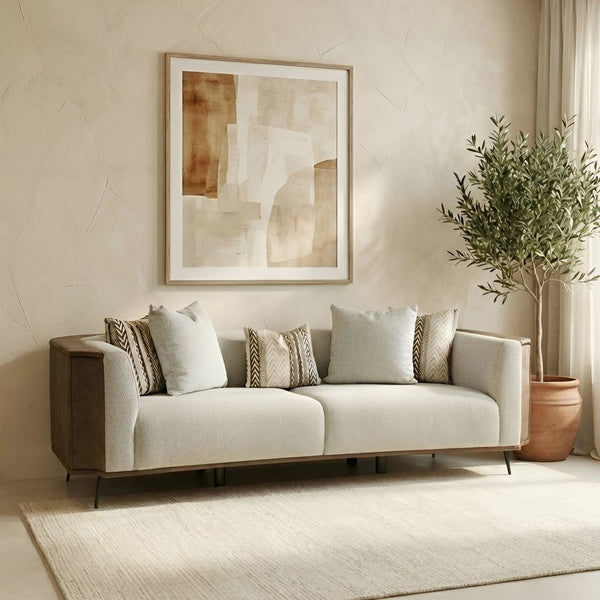 DANUBE | Palace 3 Seater Fabric Sofa Ivory Brown | 810302800719