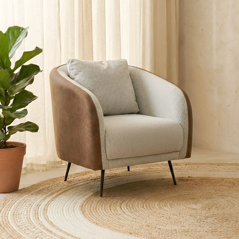 DANUBE | Palace 1 Seater Fabric Sofa Ivory Brown | 810302800720