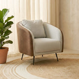 DANUBE | Palace 1 Seater Fabric Sofa Ivory Brown | 810302800720