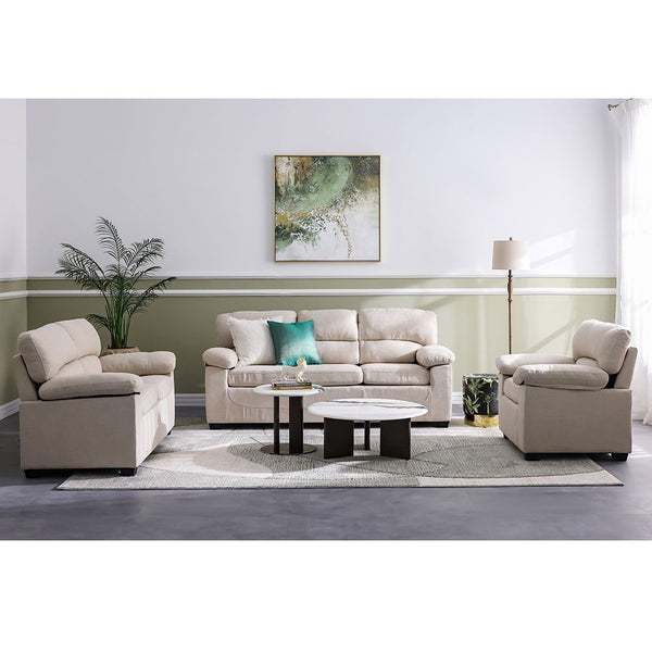DANUBE | Geo 6 Seater Fabric Sofa Set Beige | 810302801216