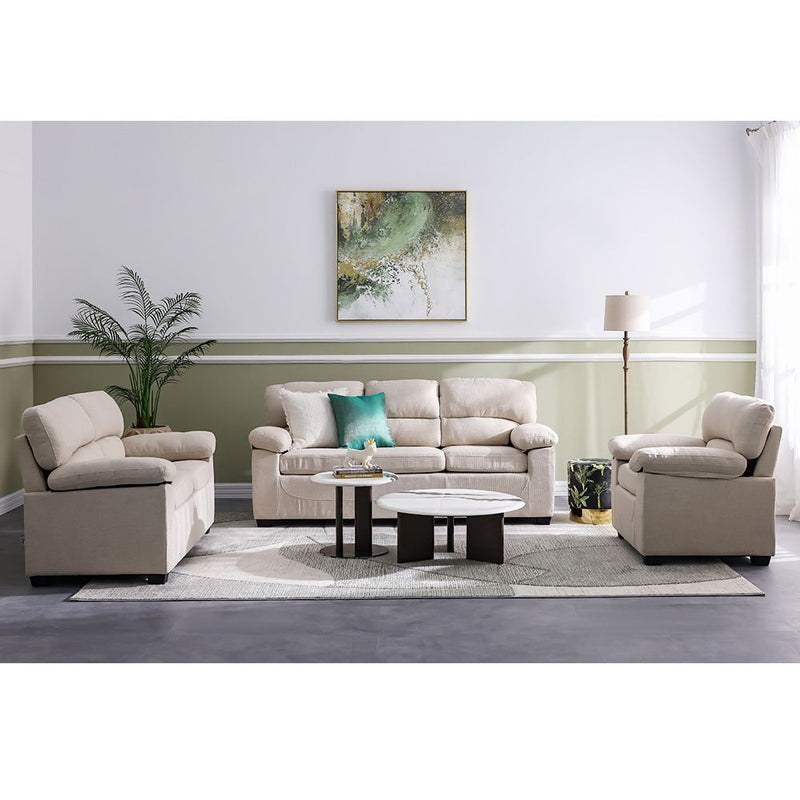 DANUBE | Geo 6 Seater Fabric Sofa Set Beige | 810302801216