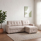DANUBE | Jaizell 3-Seater Reversible Fabric Corner Sofa Bed with Storage - Beige | 810302801568
